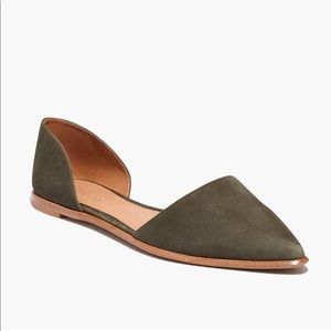 Madewell Arielle D’Orsay Olive Green Flats Suede Size 10